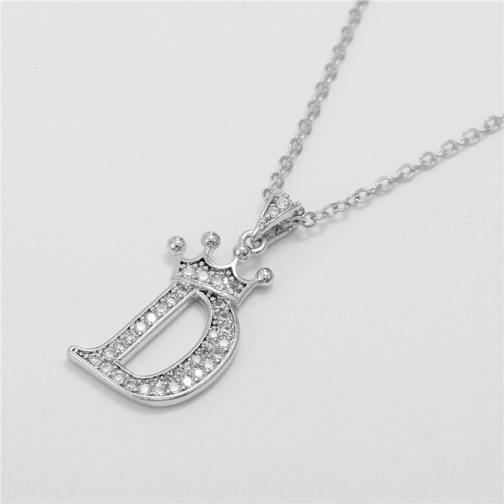 New Fashion Zircon Crown English Letter Pendant Simple Fashion Ladies Necklace Necklace_ipsvogv.com