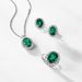 Oval cultivated emerald retro earrings S925 silver full of colored gemstone earrings light luxury atmosphere_ipsvogv.com