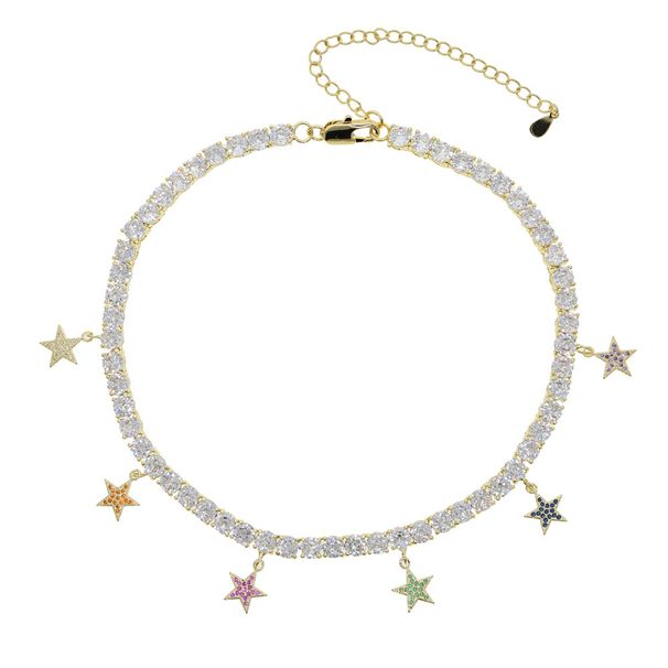 Women's Jewelry Hip Hop New Color Zircon Five Pointed Star Pendant Necklace Trendy Necklace_ipsvogv.com