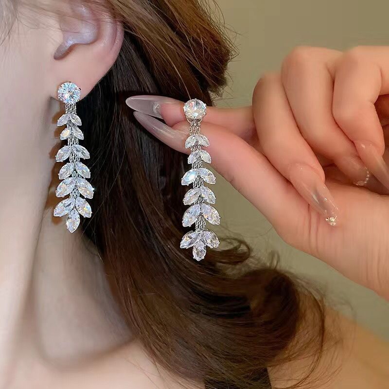 New Zircon Wheat Tassel Earrings Necklace Set, Fashionable, Light Luxury, Collarbone Chain, High-end, Fashionable And_ipsvogv.com