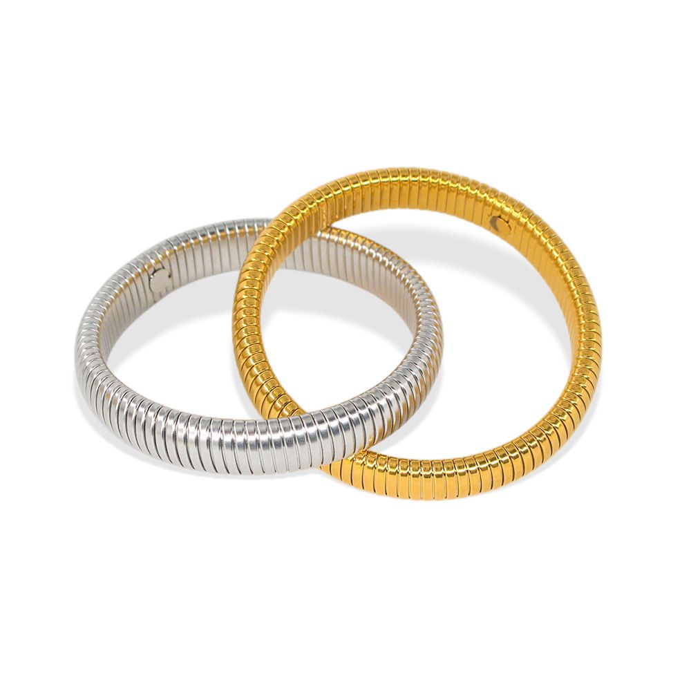 Women's Jewelry Stainless Steel Fashion Double Ring Gold Bracelet Personality Simple Cold Style Titanium Steel Retro Jewelry_ipsvogv.com