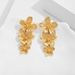 Retro Women's Light Luxury Flower Stainless Steel Earrings Light Luxury High end Tassel Flower Earrings Exaggerated Earrings_ipsvogv.com