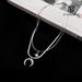 Mangxing Moon Double Layer Titanium Steel Necklace For Men, Minimalist Accessories, Flat Snake Chain, Niche Stacking_ipsvogv.com