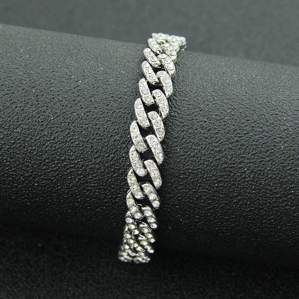 Men's necklace for men and women, full of colorful diamonds, cool Miami accessories CubanChain width 9mm_ipsvogv.com