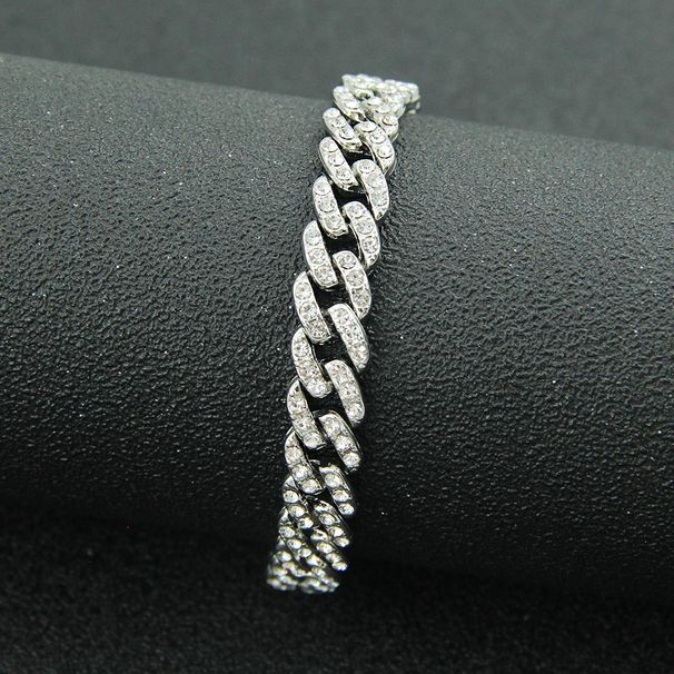 Men's necklace for men and women, full of colorful diamonds, cool Miami accessories CubanChain width 9mm_ipsvogv.com