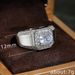 Cao Shi Luxury Exquisite Ring Men's Silver Plated Platinum Simulated Zircon Jewelry_ipsvogv.com