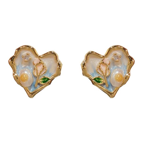 S Silver Needle Elegant Fashion Sweet Versatile Flower Heart Niche Light Luxury Simple Design Earrings_ipsvogv.com