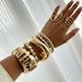 Ins Layered Style Pearl Women's Fashion Metal Pleated Wide Bracelet Bracelet_ipsvogv.com