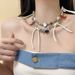 Maillard Heavy Industry Button Knot Butterfly Double Layer Necklace For Women's Niche Design Y2k Spicy Girl Clavicle_ipsvogv.com