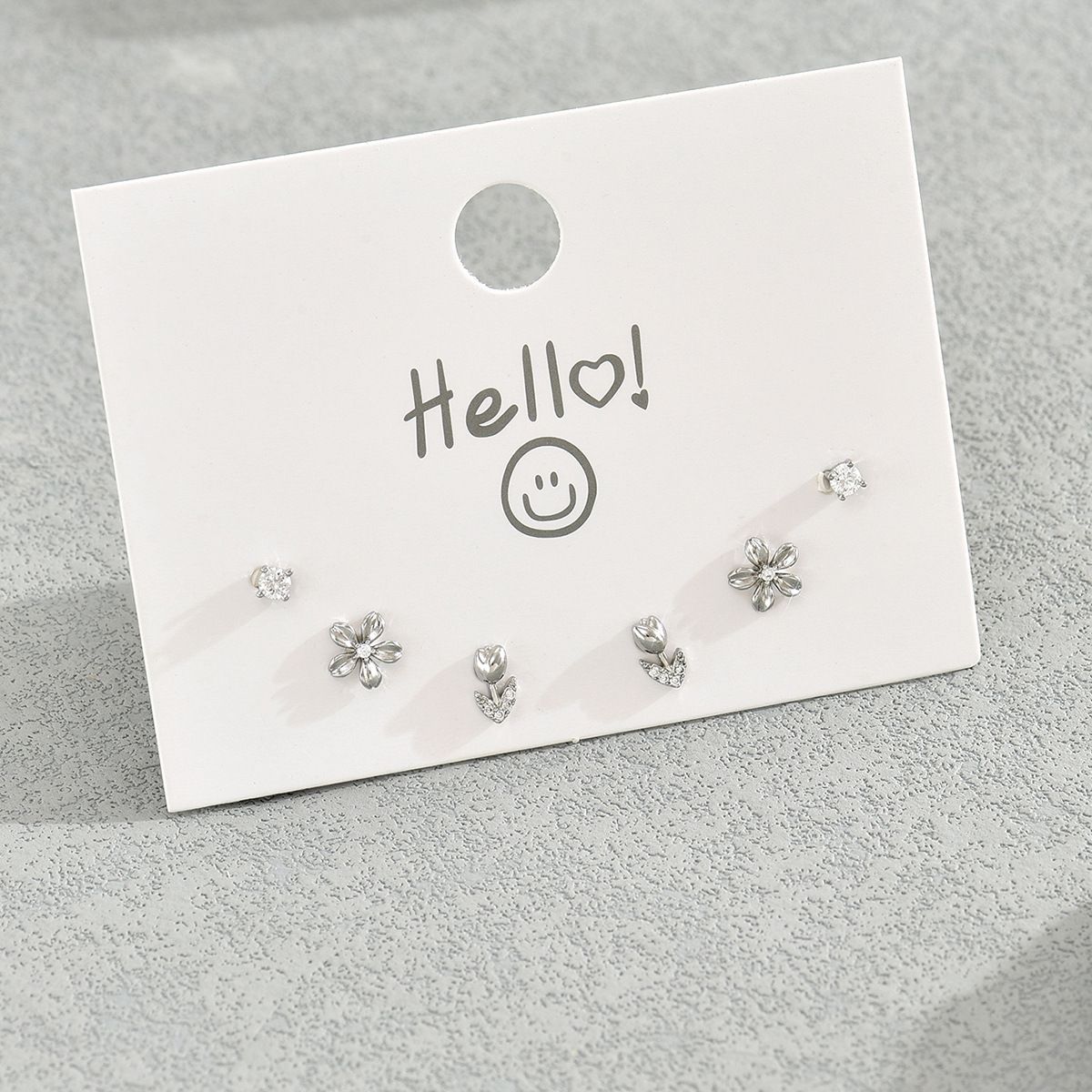 Ins niche geometric flower women's simple zircon inlaid design versatile countryside style earrings_ipsvogv.com