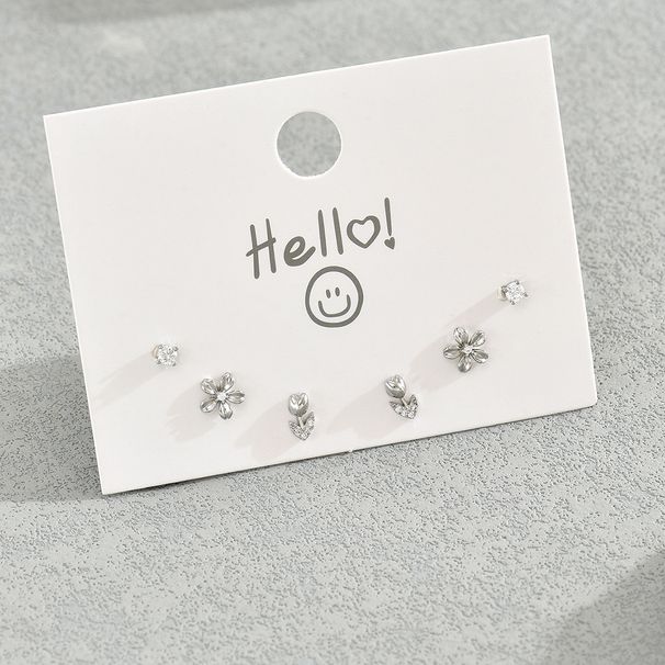 Ins niche geometric flower women's simple zircon inlaid design versatile countryside style earrings_ipsvogv.com