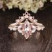 Flower Shaped Princess Pear Shaped Rose Gold Pair Ring_ipsvogv.com