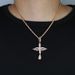 Women's & Men's Jewelry Winged Cross Pendant Necklace With Zircon Stones, Trendy Hip-Hop Style Chain For Everyday Wear_ipsvogv.com