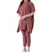 Women's round neck bat shirt large size loose sweater casual two-piece set_ipsvogv.com
