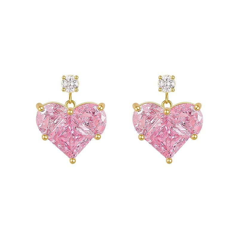 Women's Jewelry Exquisite Pink Heart Earrings Light Luxury High End Design Peach Heart Earrings Versatile Earrings_ipsvogv.com