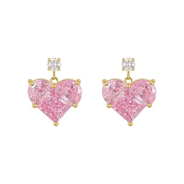 Women's Jewelry Exquisite Pink Heart Earrings Light Luxury High End Design Peach Heart Earrings Versatile Earrings_ipsvogv.com
