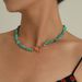 Large Special-shaped Pearl OT Buckle Necklace For Women, Simple Temperament And Fashionable Green Turquoise Necklace._ipsvogv.com