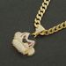 Hip hop full diamond three-dimensional monkey pendant necklace trendy, domineering, cool Cuban chain street dance_ipsvogv.com