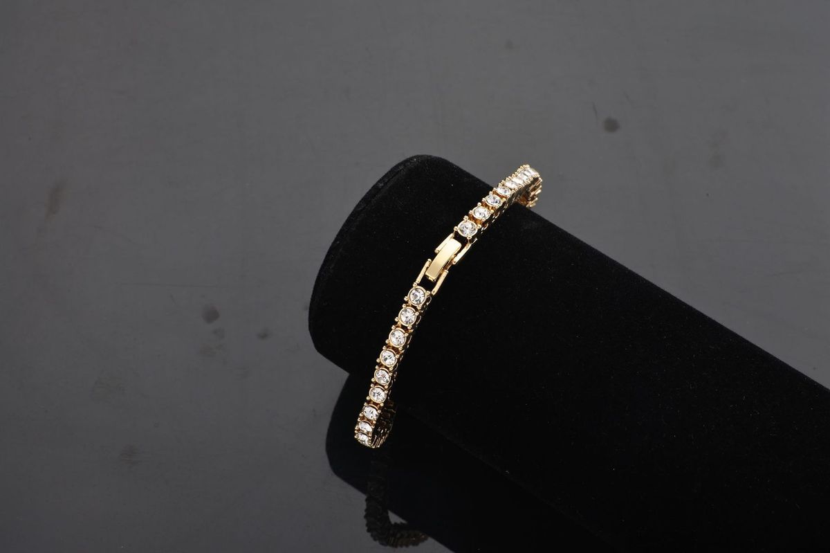 Hip-Hop Style Men's Dominant Cuban Full Zircon Exaggerated Large Gold Chain Bracelet_ipsvogv.com