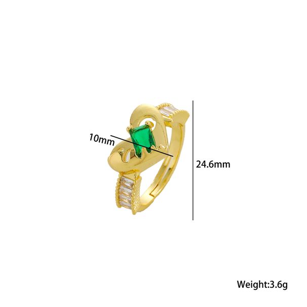 Colored Zircon Love For Women's Fashion, Simple And Sweet Style, Electroplated Peach Heart Open Ring Jewelry_ipsvogv.com