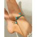 Bohemian Style Vacation Turquoise Round Beach Anklet Handmade Woven Beaded Copper Bead Women's Foot Jewelry_ipsvogv.com
