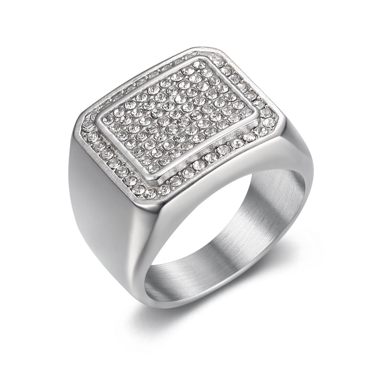 New Hip-Hop Fashion Personality Dominant Titanium Steel Electroplated Diamond-Encrusted Square Ring_ipsvogv.com