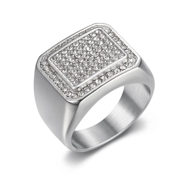 New Hip-Hop Fashion Personality Dominant Titanium Steel Electroplated Diamond-Encrusted Square Ring_ipsvogv.com