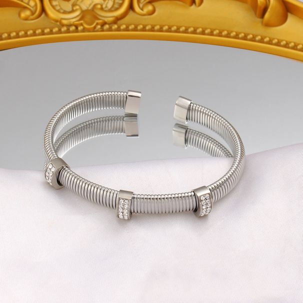Women's Jewelry Set Titanium Steel Trend Personality Suit Elastic Thread Rhinestone Bracelet Collar Fashion Open Collar Bracelet_ipsvogv.com