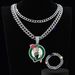 Fashion Jewelry Personality Full Diamond Portrait Basketball Pendant Necklace Men's Hip Hop Cuban Chain Bracelet Three Piece Set_ipsvogv.com