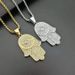 Jewelry Titanium Steel Color-Retaining Gold-Plated Full Diamond Fatima Hand Pendant DZ592_ipsvogv.com