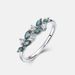 Small fresh geometric leaf green moss stone ring S925 silver natural water grass agate index finger ring simple_ipsvogv.com