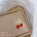 Fruit 【 】 Red Cherry Fashionable Light Luxury Temperament Gorgeous Full Diamond Necklace Women's Versatile Clavicle 【 】_ipsvogv.com