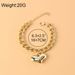 Jewelry Alloy Peach Heart Pendant T Shaped Opening Double Layer Bracelet Temperament Cold Style Hand Jewelry_ipsvogv.com
