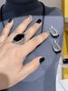 Inlaid Black Zircon Silvr Dominring Ring For Mn Womn, Light Luxury, Fashionabl, Atmosphric, High-nd And_ipsvogv.com