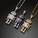 New Hip Hop Heartbeat Wave Love Double Sided Full Zirconium Robot Men's Pendant Necklace Limbs Rotation_ipsvogv.com