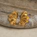 Unisex Spring And Summer INS Retro Gold Plated Titanium Steel Irregular Wing Fold Earrings_ipsvogv.com
