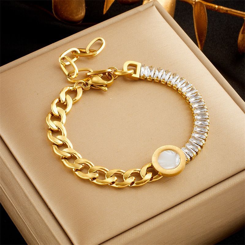 European And American Cross-border Fashion Niche Advanced All-match Dia Chain Round Card Irregular Titanium Steel Metal_ipsvogv.com