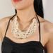 Fashionable bridal jewelry exaggerated woven collarbone chain temperament pearl necklace earrings Collar 8860_ipsvogv.com