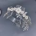 Handmade Crystal Bridal Hair Comb With Floral Leaf Design, Silver Rhinestone Hair Accessory For Women, Perfect For Weddings And Special Occasions_ipsvogv.com