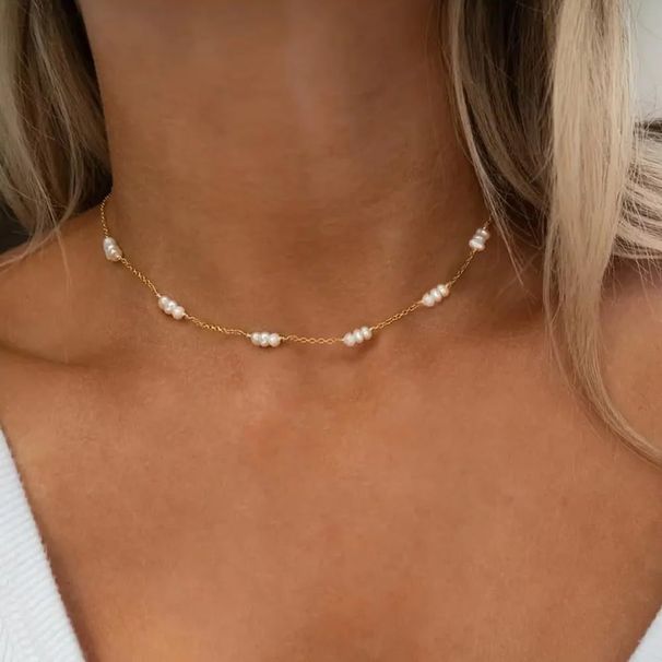 Hot Selling 14k Gold Brass Real Gold Electroplating Fashion Niche Small Grain Freshwater Pearl Clavicle Necklace_ipsvogv.com