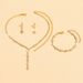 Women’s Jewelry Set Fashion Simple Water Diamond Women's Earrings Necklace Bracelet Three Piece Set Wedding Accessories Necklace Silver Jewelry_ipsvogv.com