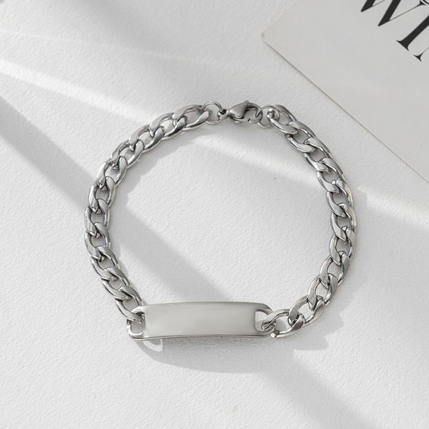 Stainless Steel Engraved Men's And Women's Bracelets, Fashionable Cuban Chain, Simple Bracelet DIY_ipsvogv.com