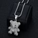 Hip Hop Jewelry Titanium Steel Gold-Plated Diamond-Studded Bear Pendant Necklace_ipsvogv.com