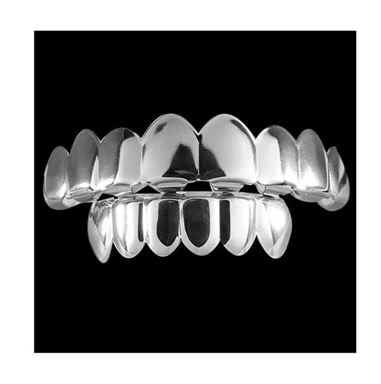 Hip Hop Grillz 2023 New Fashion Environmental Gold Plated Dental Grills Wholesale Halloween Teeth Braces 2-Piece Set_ipsvogv.com