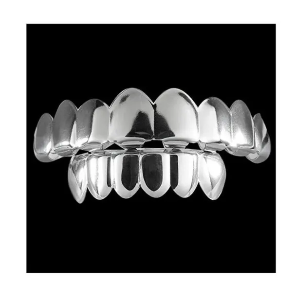 Hip Hop Grillz 2023 New Fashion Environmental Gold Plated Dental Grills Wholesale Halloween Teeth Braces 2-Piece Set_ipsvogv.com