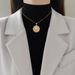Titanium Steel 【 】 Round Lion Head Light Luxury Temperament Gorgeous Full Diamond Necklace Women's Versatile Collarbone 【 】_ipsvogv.com