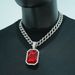 Unisex Jewelry Fashion Square Colored Gemstone Necklace Pendant Men Hip Hop Full Diamond Cuban Chain Necklace Men And Women_ipsvogv.com