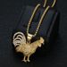 Hip Hop Jewelry Titanium Steel Gold-Plated Inlaid Diamond Animal Rooster Zodiac Pendant Necklace_ipsvogv.com