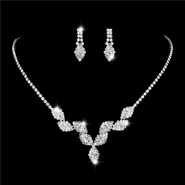 Bridal Jewelry Set - 925 Silver Necklace & Earrings (Wedding Accessories, 18-inch Chain, Individually Packaged, Elegant Two-Piece Set)_ipsvogv.com