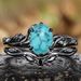 Sanjie's New RING Alloy Inlaid Turquoise Electroplated Gun Black Women's Engagement Ring_ipsvogv.com